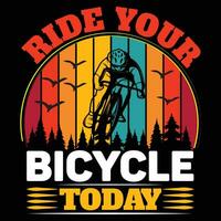 Mountain biking vintage t-shirt design vector