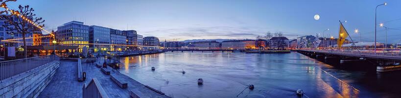 Mont-Blanc bridge and Rhone river, Geneva, Switzerland photo