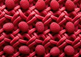 Raspberries background,  red currant in studio on dark background. AI Generative. photo