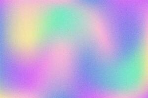 Holographic gradient textured background. Noisy light rainbow gradation. Soft colors grainy foil. Abstract blurred fluid wallpaper. Vector. vector