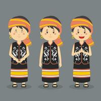 West Kalimantan Character with Various Expression vector