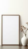 Blank Poster Frame and Empty Vase AI generated photo