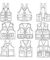 set of vest outline drawing vector, vest in a sketch style, trainers template outline, vector Illustration.