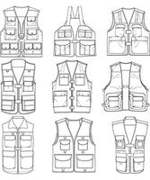 set of vest outline drawing vector, vest in a sketch style, trainers template outline, vector Illustration.