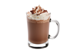 AI Generated  Hot chocolate drink in a mug, png
