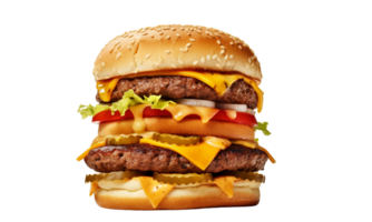 AI Generated fast food Double Cheeseburger with Vegetables png