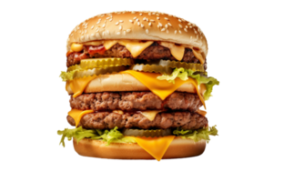 AI Generated fast food Double Cheeseburger with Vegetables png