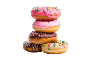 ai gegenereerd toetje gecoat donuts met suiker en noten png