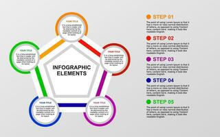 5 5 paso infografía elementos con vistoso para presentaciones, carteles y pancartas vector