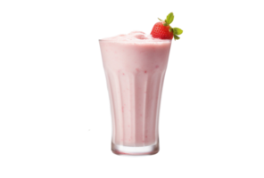 AI Generated milkshake drink topped with whipped cream and syrup on a transparent background. png