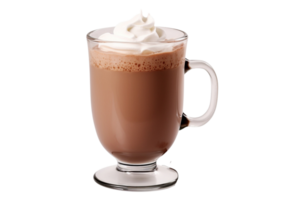 AI Generated  Hot chocolate drink in a mug, png