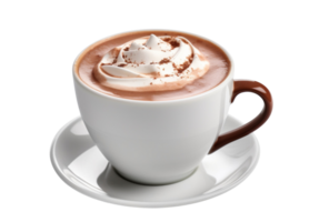 AI Generated  Hot chocolate drink in a mug, png