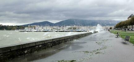 Storm on the lakeside, Geneva, Switzerland photo