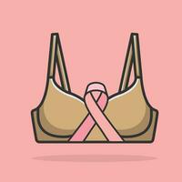 Pink Ribbon Breast Cancer Awareness Month of October Vector Design. Sports Bra with Pink Ribbon illustration.