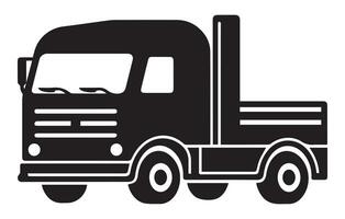 comercial camioneta íconos colocar, sencillo camión silueta, entrega icono vector