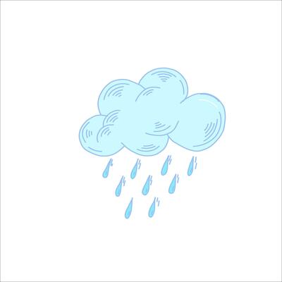 rainy weather. drops are falling from one blue cloud. poor prognosis