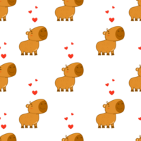 Seamless pattern Cute animal capybara png