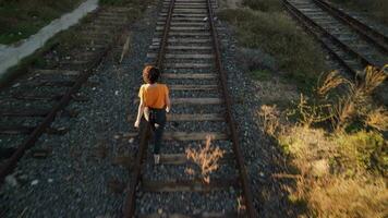 Flying over an abandoned train platform video