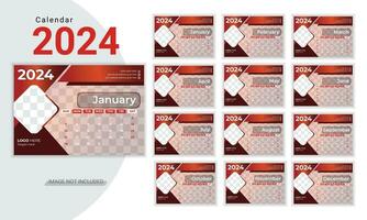 Corporate calendar design template 2024 vector
