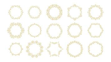 Golden line frames big set vector