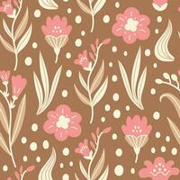 Elegant freesia seamless pattern with flowers and leaves vector