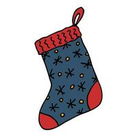 Hand drawn sock for Christmas gifts. Hanging sock doodle. Winter single design element vector