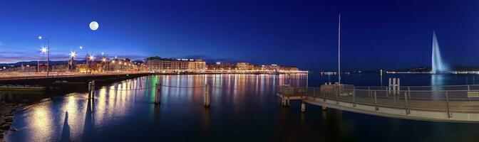 Fountain and Mont-Blanc bridge, Geneva, Switzerland photo