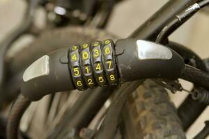 Padlock with numbers for bicycle photo