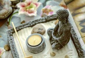 Buddha meditating decoration photo