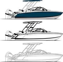 Boat vector, Motor boat vector, fishing boat vector. vector