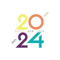 Happy new year 2024 colorful with white background for celebration, party, and new year event. Vector illustration