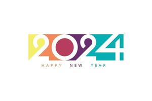 Happy new year 2024 colorful with white background for celebration, party, and new year event. Vector illustration