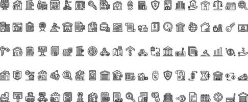 Real estate, icon set. Purchase and sale of housing, rental of premises, linear icons. Line with editable stroke vector