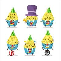 Cartoon character of ice cream banana cup with various circus shows vector