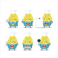 Cartoon character of ice cream banana cup with various chef emoticons vector
