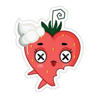 the emoji red strawberry with whipped cream died vector