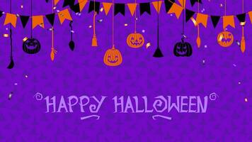 Halloween festival background with garlands flag vector illustration. Party invitation concept with place for your text