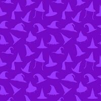 Seamless pattern of witch hat Halloween party. Purple holiday background vector