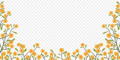 floral frame composition made of yellow flowers, flat lay top view copy space vector