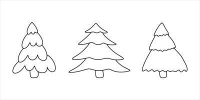 Hand drawn outlines Christmas tree. New Year concept in modern minimalist style for holiday cards. Doodle Vector illustration