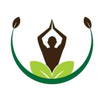 stock de diseño de logotipo de yoga. meditación humana en la ilustración de vector de flor de loto