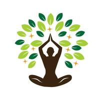 Yoga logo design stock. human meditation in lotus flower vector illustration