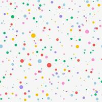 Colorful falling confetti on white background, seamless carnival pattern. Carnival polka Invitation. Falling festive dot background. Multicolored confetti carnaval design. vector