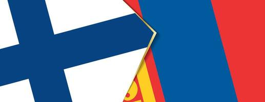 Finland and Mongolia flags, two vector flags.