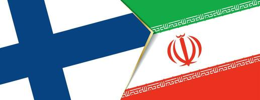 Finland and Iran flags, two vector flags.