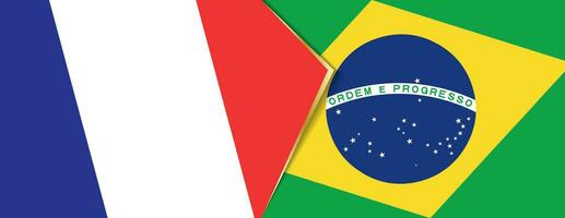 France and Brazil flags, two vector flags.