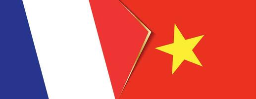 France and Vietnam flags, two vector flags.