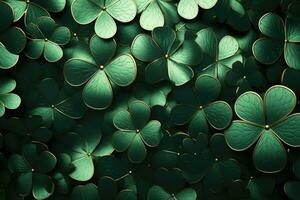 Green clover leaves with space for text. AI generated photo