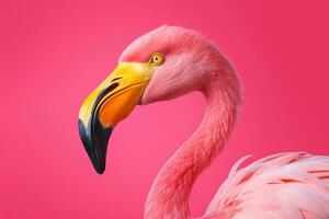Portrait of a pink flamingo. AI Generated photo