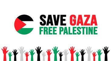 save Gaza free Palestine typography concept background design template with Palestine national flag. vector